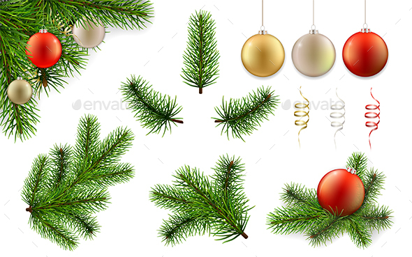 GraphicRiver Christmas Branch and Ball Set 21114224 GraphicRiver Christmas Branch and Ball Set 21114224