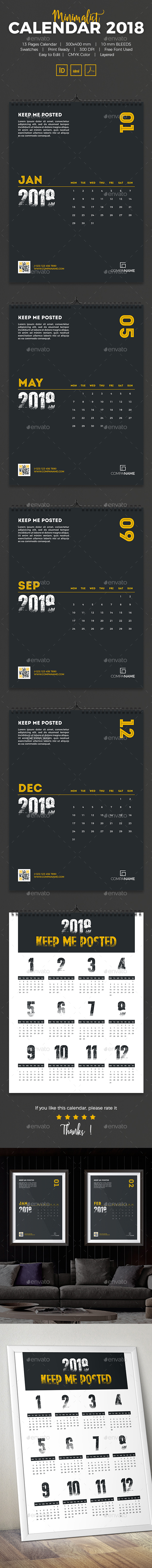 2018 Minimalist Calendar - Calendars Stationery