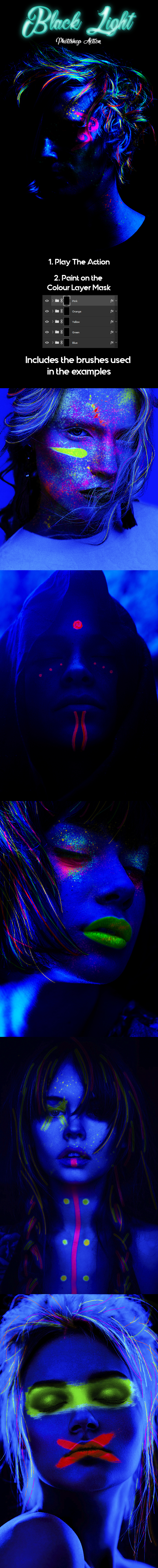 Black Light Photoshop Action - Photo Effects Actions