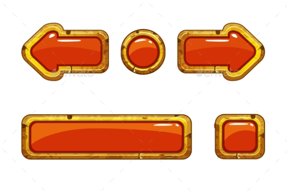 GraphicRiver Cartoon Gold Old Red Buttons for Game or Web 21129666 GraphicRiver Cartoon Gold Old Red Buttons for Game or Web 21129666