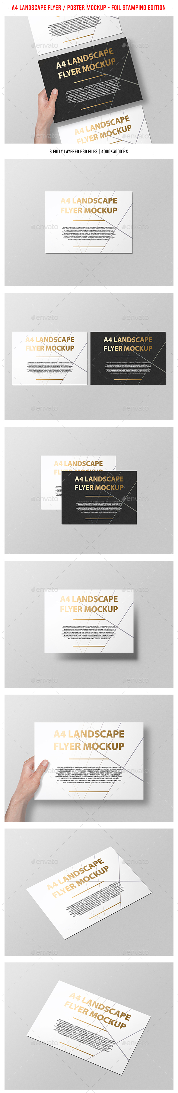 A4 Landscape Flyer / Poster Mockup - Foil Stamping Edition - Flyers Print