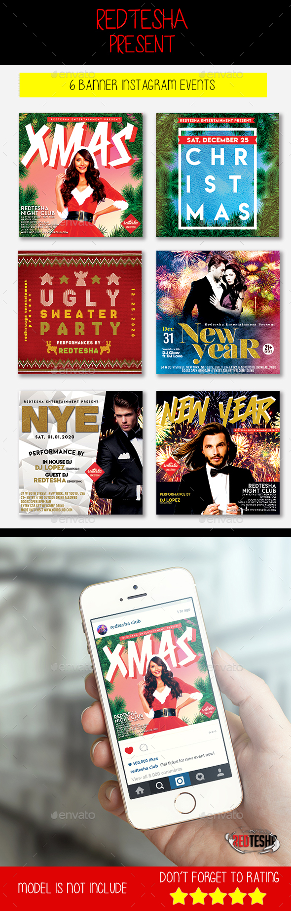 6 Christmas & New Year Instagram Banner - Social Media Web Elements