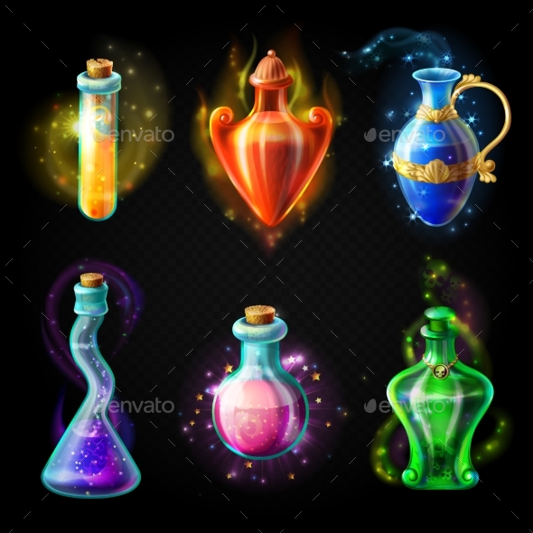 Glass Bottles with a Magical Potion - Miscellaneous Conceptual
