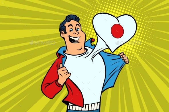 GraphicRiver Japan Patriot Male Sports Fan Flag Heart 21130525