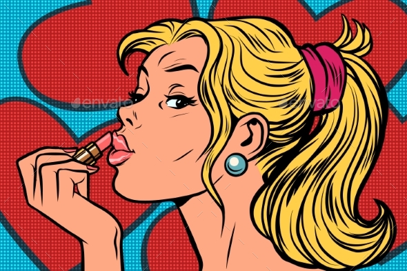 GraphicRiver Blonde Paints Lips with Lipstick 21130545 GraphicRiver Blonde Paints Lips with Lipstick 21130545