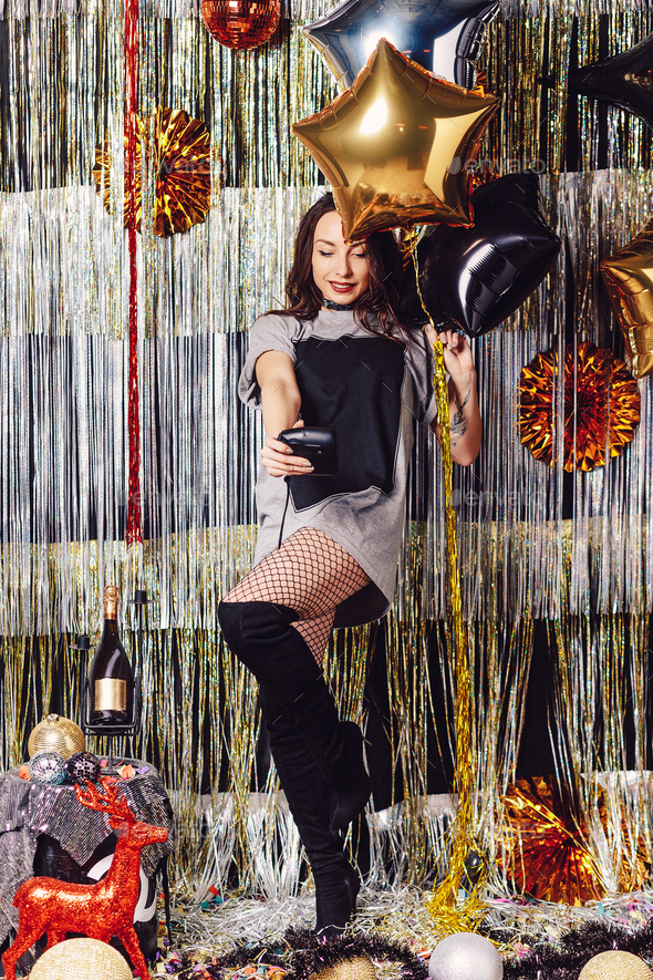 Party girl making selfie - Stock Photo - Images