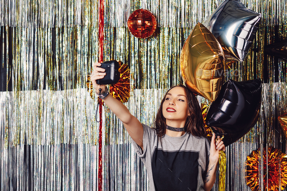 Party girl making selfie - Stock Photo - Images