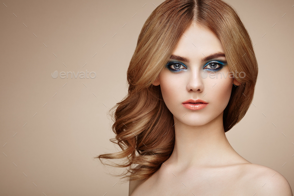 Portrait of beautiful sensual woman with elegant hairstyle - Stock Photo - Images