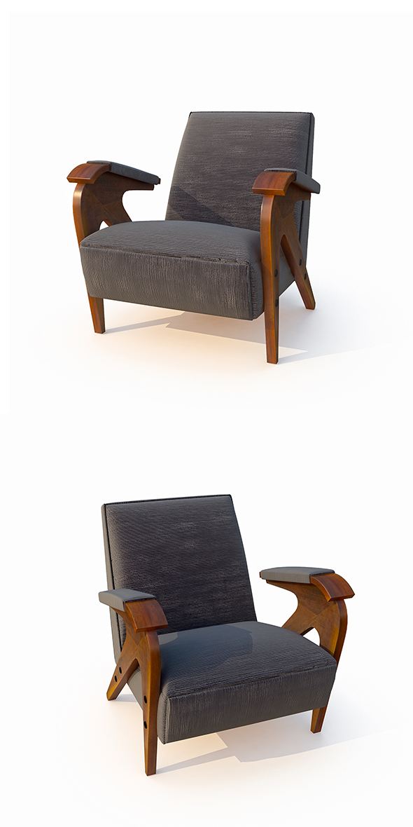 armchair with velvet - 3Docean 21134486