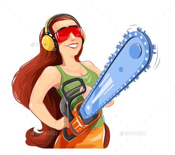 GraphicRiver Girl with Chainsaw 21134574