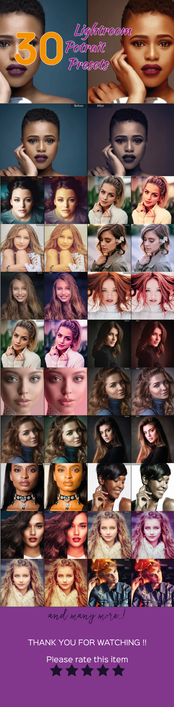 30 AR Lightroom Potrait Presets - Portrait Lightroom Presets
