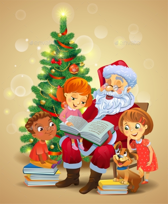 GraphicRiver Santa Claus Reading the Book To Children 21135390 GraphicRiver Santa Claus Reading the Book To Children 21135390