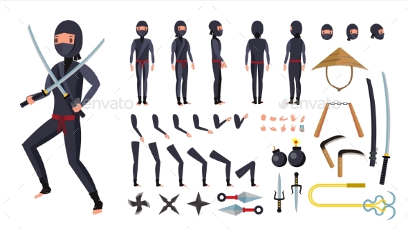 GraphicRiver Ninja Vector Animated Character Creation Set 21136129 GraphicRiver Ninja Vector Animated Character Creation Set 21136129