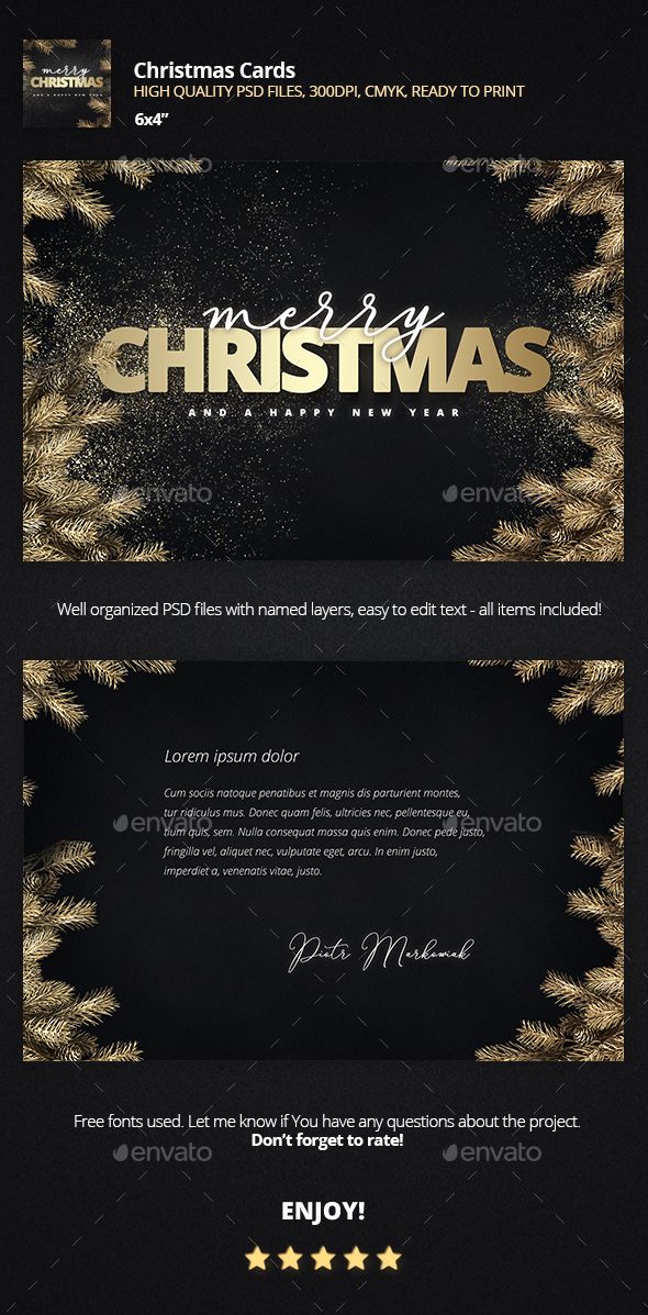 Golden Christmas Card - Holiday Greeting Cards