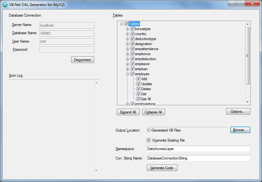 VB.Net DAL Generator for MySQL - Source Code by NajmulIqbal15 | CodeCanyon