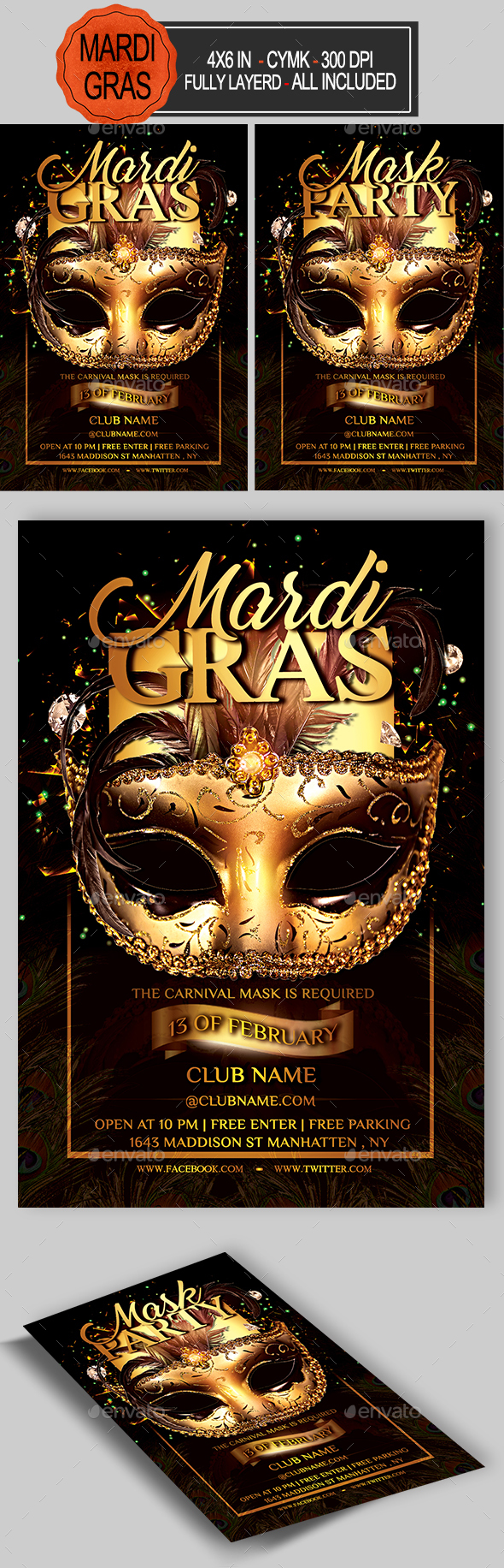 Carnival Mardi Gras Flyer - Holidays Events
