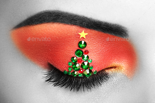 Eye girl makeover christmas tree - Stock Photo - Images