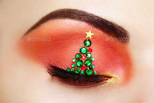 Eye girl makeover christmas tree - Stock Photo - Images