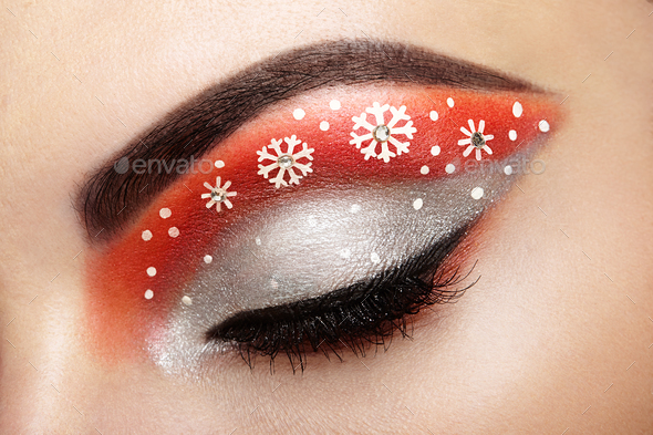 Eye girl makeover snowflakes - Stock Photo - Images