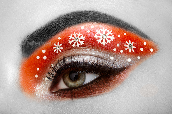 Eye girl makeover snowflakes - Stock Photo - Images