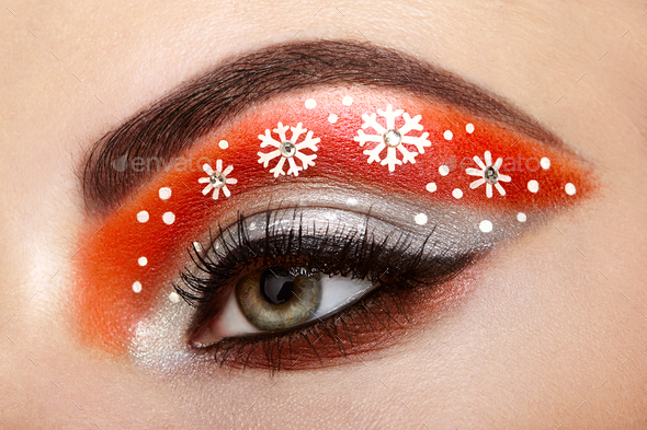 Eye girl makeover snowflakes - Stock Photo - Images