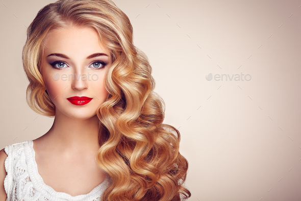 Fashion portrait of young beautiful woman with elegant hairstyle Stock  Photo by heckmannoleg