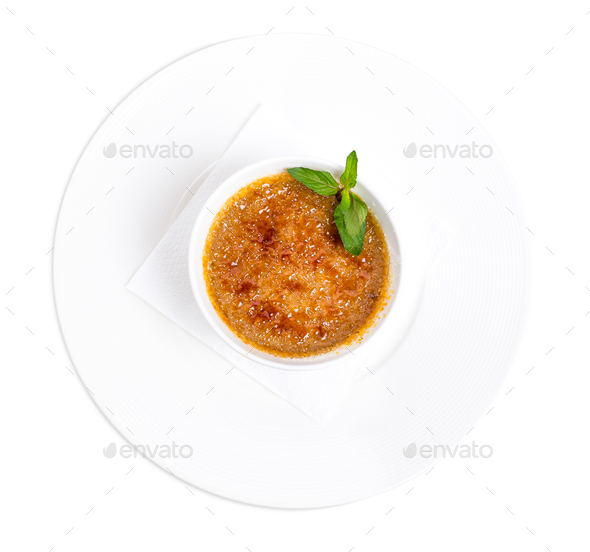 Delicious french dessert cream brulee. - Stock Photo - Images