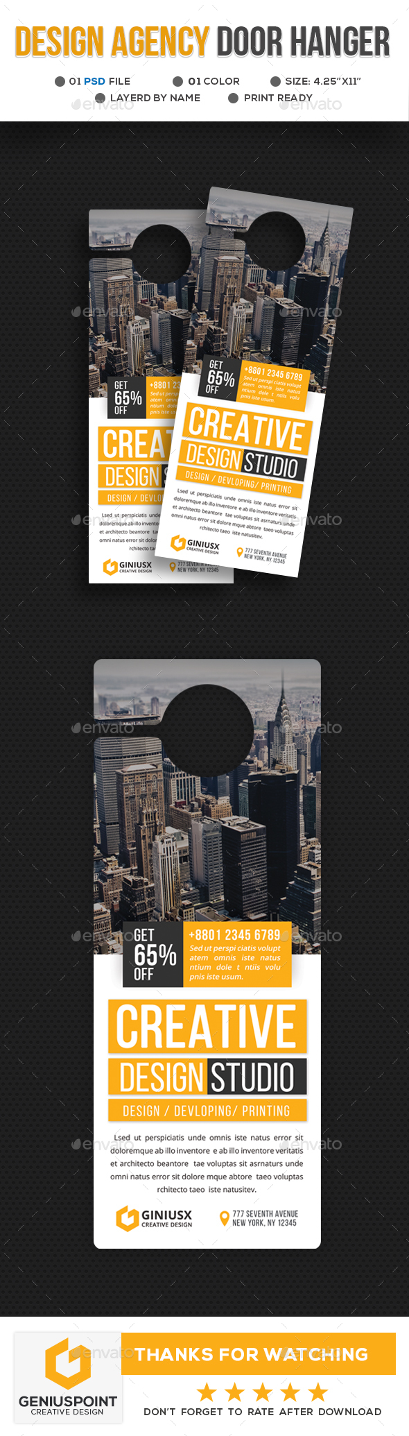 GraphicRiver Design Agency Door Hanger 21139885 GraphicRiver Design Agency Door Hanger 21139885