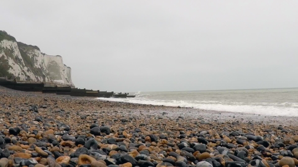 Sea Waves Covering the Beach Peeble in Dover, Kent, UK, Stock Footage