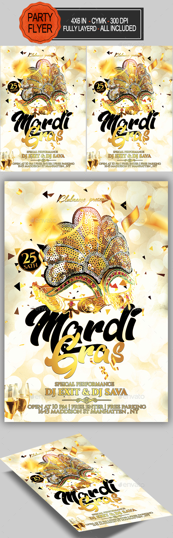 Carnival Mardi Gras Flyer - Clubs & Parties Events