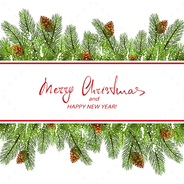 GraphicRiver Christmas Decorations with Fir Tree Branches and White Banner 21140857 GraphicRiver Christmas Decorations with Fir Tree Branches and White Banner 21140857