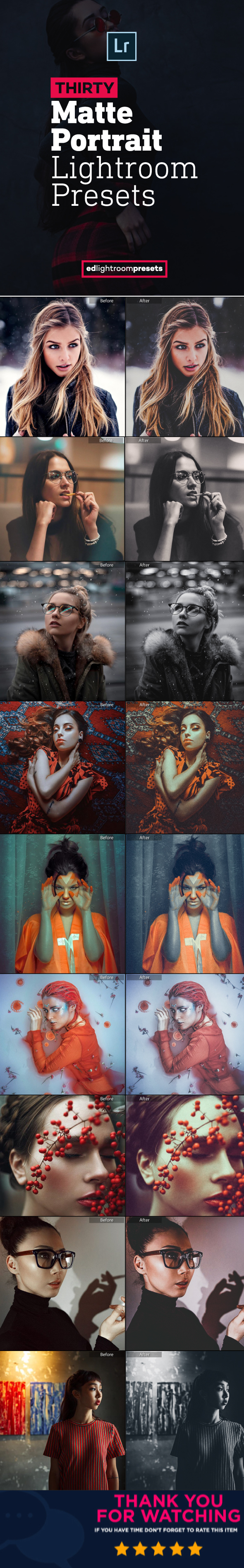 30 Premium Matte Portrait Lightroom Presets - Portrait Lightroom Presets