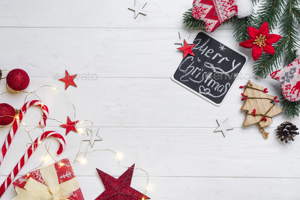 Christmas frame with candy and toys - Stock Photo - Images