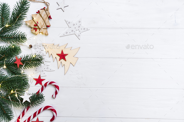 Christmas background with candy and toys - Stock Photo - Images