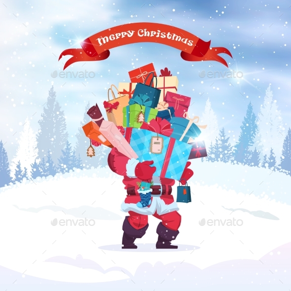 GraphicRiver Santa Holding Stack Of Present Boxes Merry 21143456 GraphicRiver Santa Holding Stack Of Present Boxes Merry 21143456