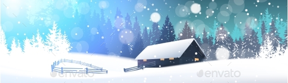 GraphicRiver Winter Landscape with House in Snowy Forest 21143684 GraphicRiver Winter Landscape with House in Snowy Forest 21143684