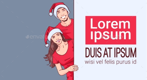 GraphicRiver Couple Wearing Santa Hats Holding Banner with Copy 21143710 GraphicRiver Couple Wearing Santa Hats Holding Banner with Copy 21143710