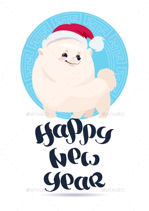 GraphicRiver White Pomeranian Dog in Santa Hat on Happy New Year 21143734 GraphicRiver White Pomeranian Dog in Santa Hat on Happy New Year 21143734