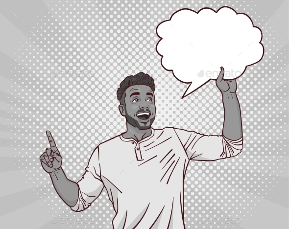 GraphicRiver Man Pointing Finger Up to Cloud Bubble Pop 21143921 GraphicRiver Man Pointing Finger Up to Cloud Bubble Pop 21143921
