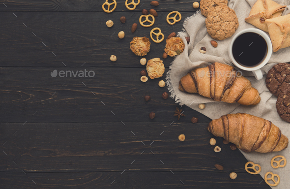 Mockup for bakery with copy space on rustic wood - Stock Photo - Images
