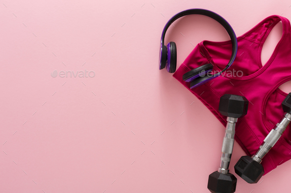 Female sport clothing and equipment top view - Stock Photo - Images
