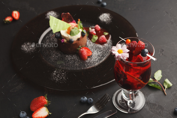 Exclusive mousse dessert served at restaurant - Stock Photo - Images
