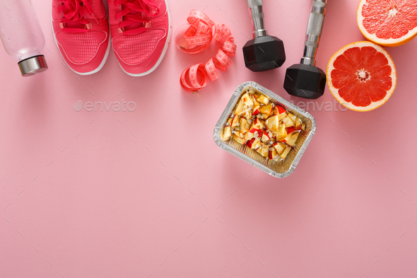Fitness background, sport equipment, copy space - Stock Photo - Images