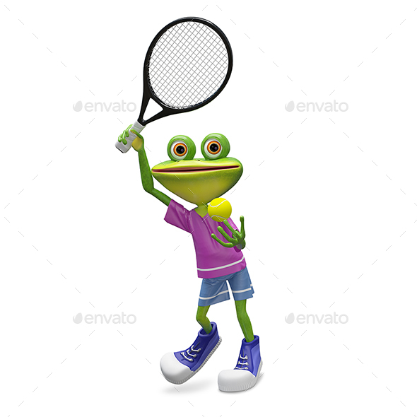 GraphicRiver 3D Illustration Frog with Tennis Racket 21144352 GraphicRiver 3D Illustration Frog with Tennis Racket 21144352