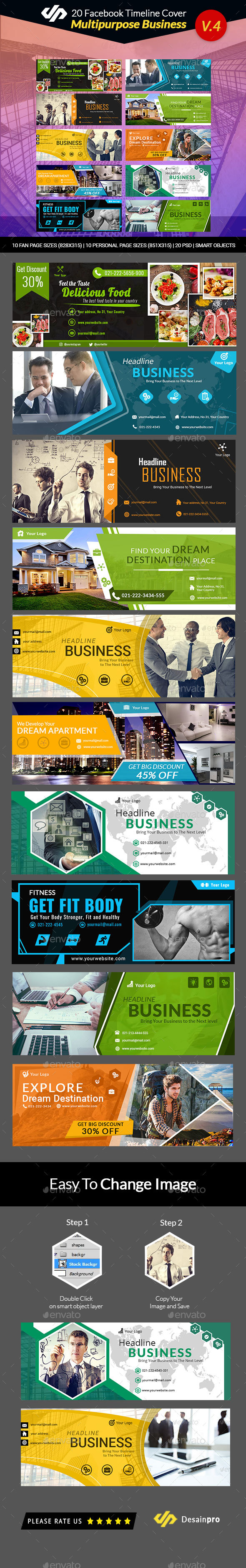 20 Multipurpose Facebook Timeline Covers V4 - AR - Facebook Timeline Covers Social Media