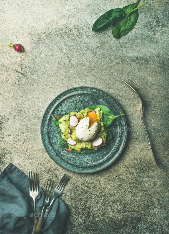 Healthy vegetarian wholegrain toasts flat-lay, copy space - Stock Photo - Images