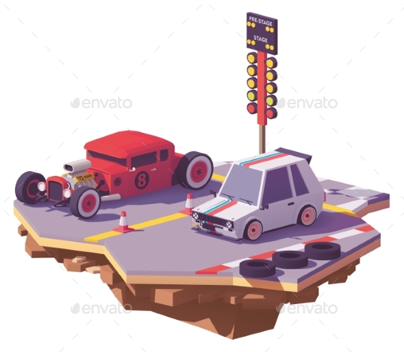 GraphicRiver Vector Low Poly Drag Race 21144668