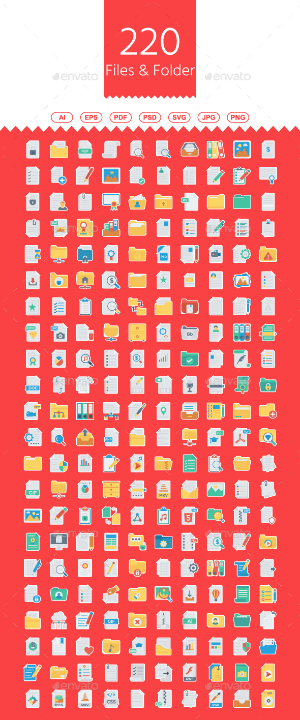 GraphicRiver 220 Files & Folders Flat Paper icons 21144912 GraphicRiver 220 Files & Folders Flat Paper icons 21144912