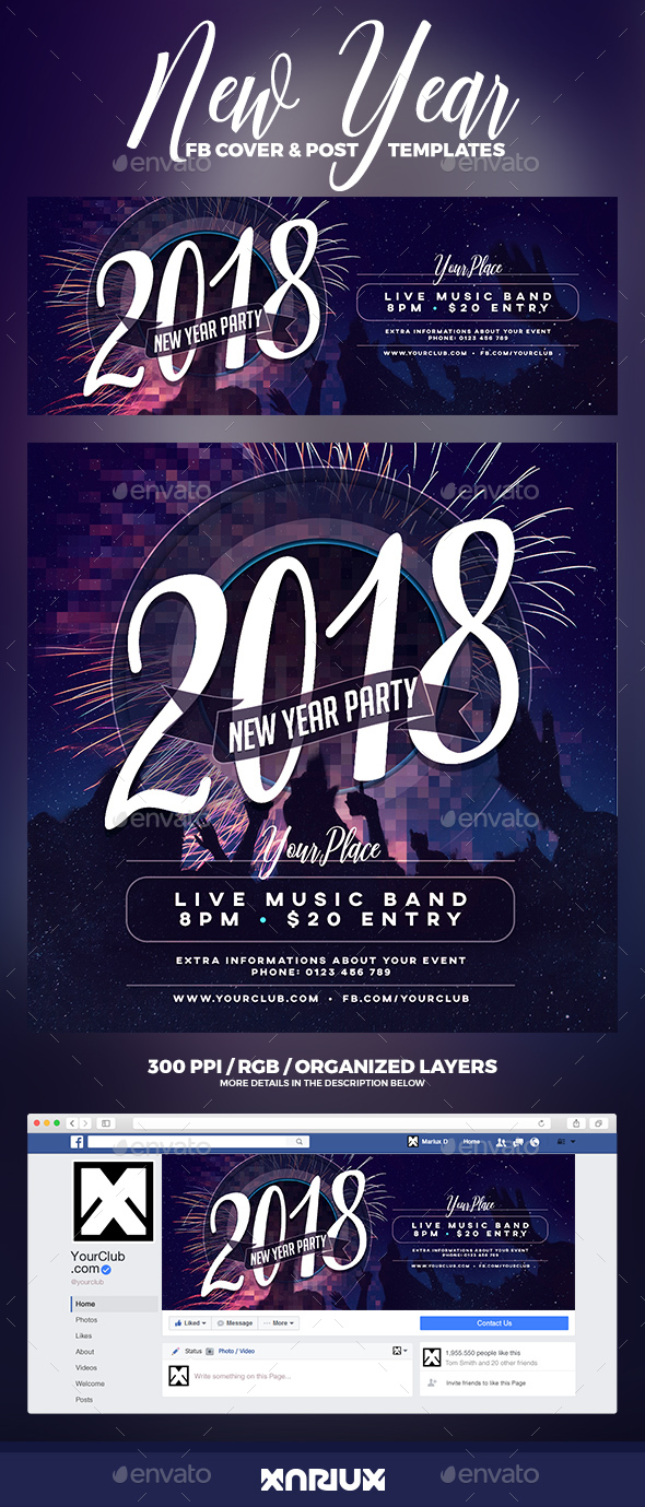 GraphicRiver New Year Party Facebook Cover 21145183