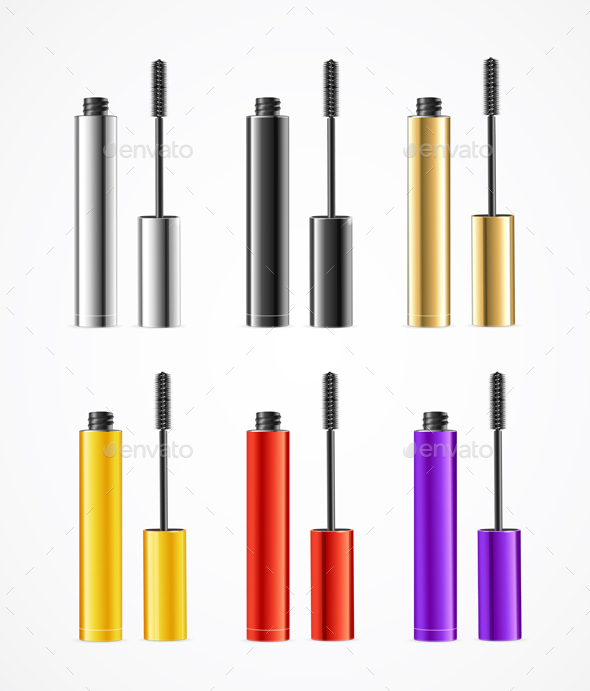 Realistic Color Mascara Brush Set - Man-made Objects Objects